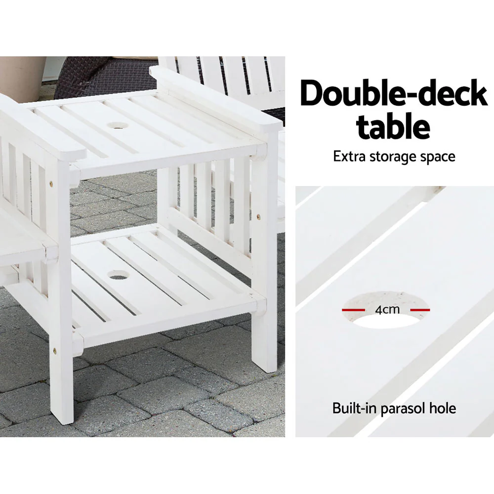 Archie Garden Bench Chair Table Loveseat Wooden Patio Park White - White - Nurns