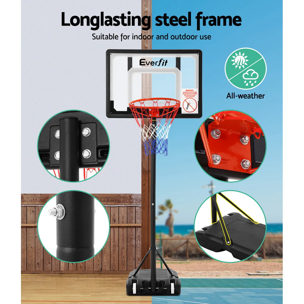 Everfit 2.1M Basketball Hoop Stand System Adjustable Portable Pro Kids Clear - Nurns
