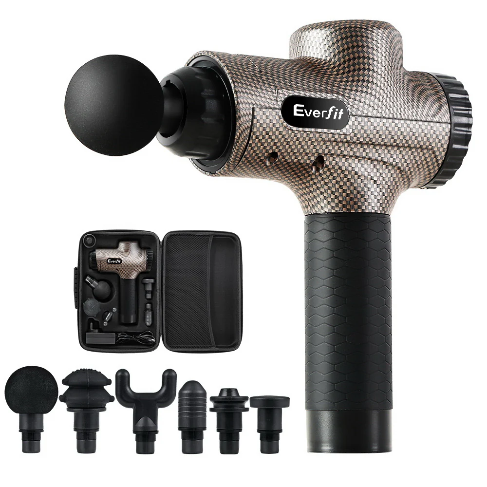 Everfit Massage Gun 6 Heads Massager Electric LCD Vibration Relief Percussion - Nurns