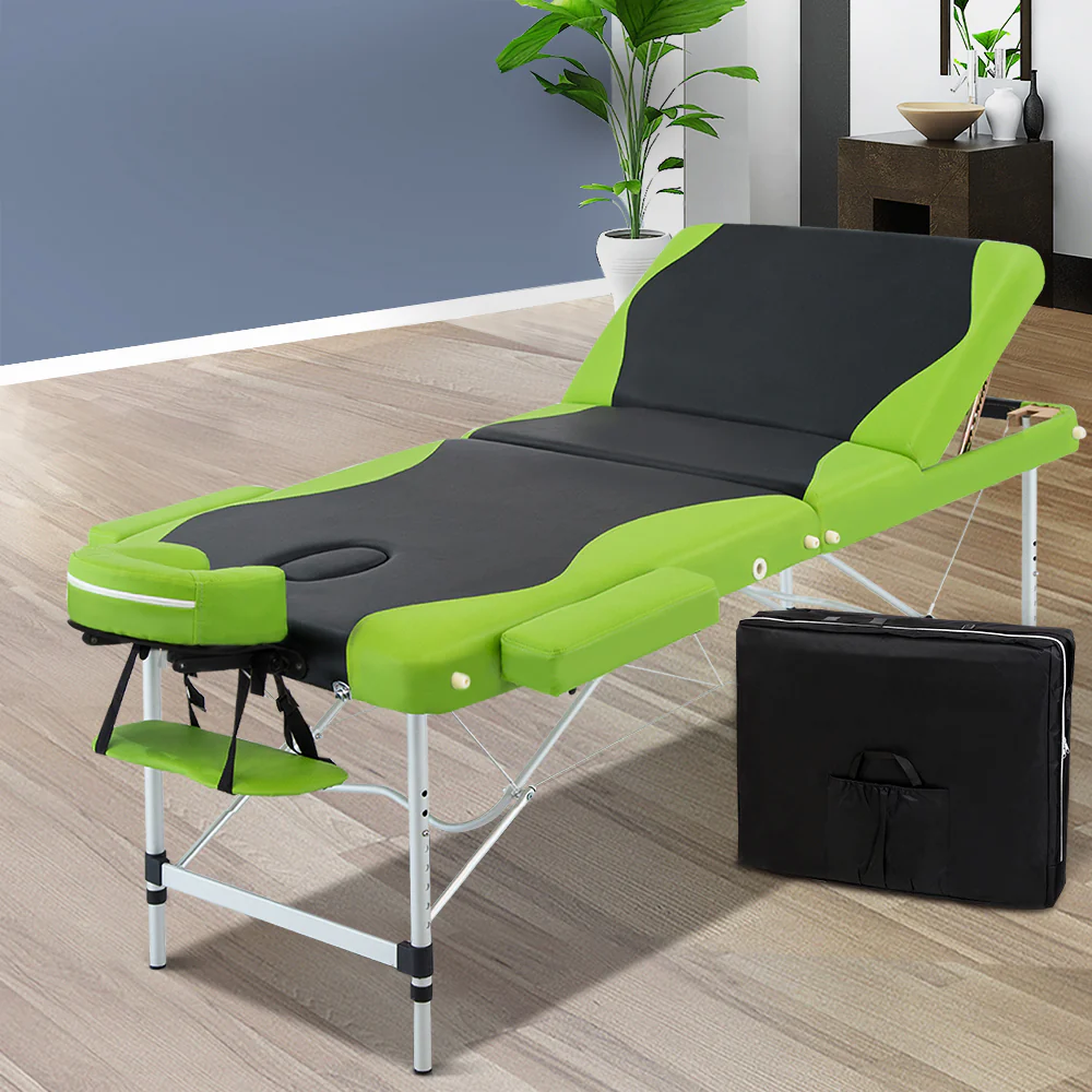 Massage Table 75cm 3 Fold Aluminium Beauty Bed Portable Therapy - Nurns