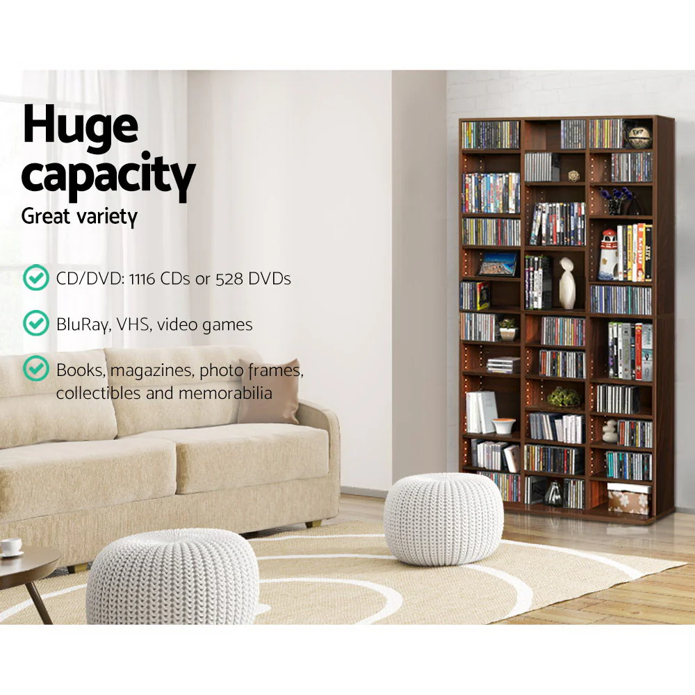 Artiss Bookshelf CD Storage Rack - Walnut - Nurns