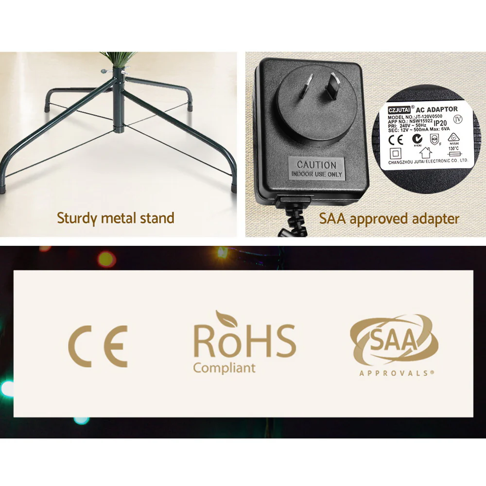 6ft 1.8m 250 Tips Christmas Tree Optic Fibre Xmas tree - Multi Colour - Nurns