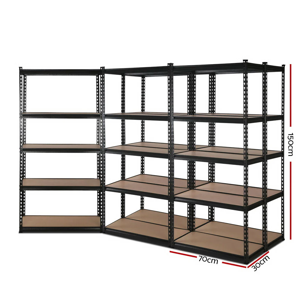 Giantz 5x1.5M Garage Shelving Warehouse Rack Pallet Racking Storage Shelve Black - Nurns