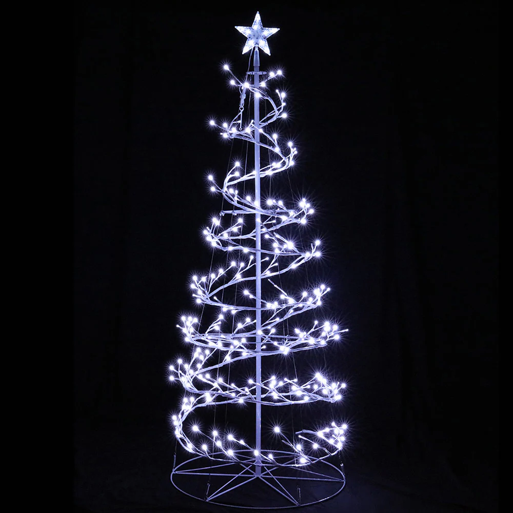 6ft 1.8m 320 LED Christmas Tree Xmas Cold White Lights Optic Fibre - Nurns