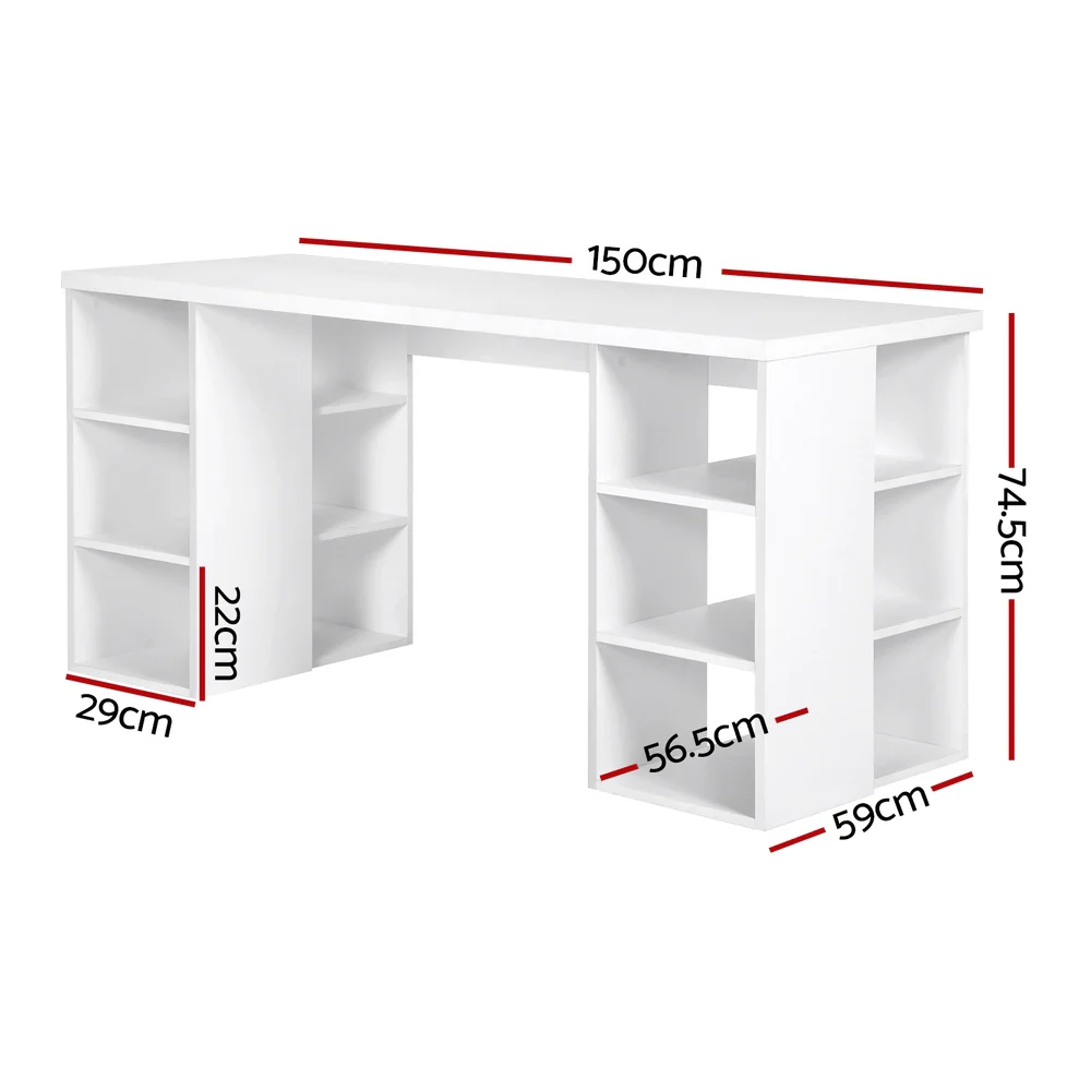 Artiss Computer Desk Bookshelf White 150cm - Nurns