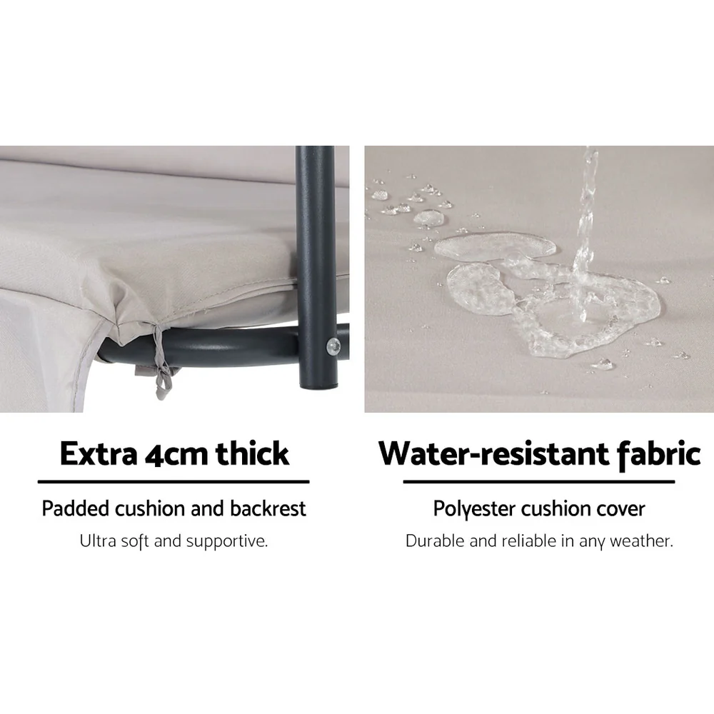 Astride Outdoor Swing Chair Garden Chair Bench Furniture Canopy 3 Seater - Beige - Nurns