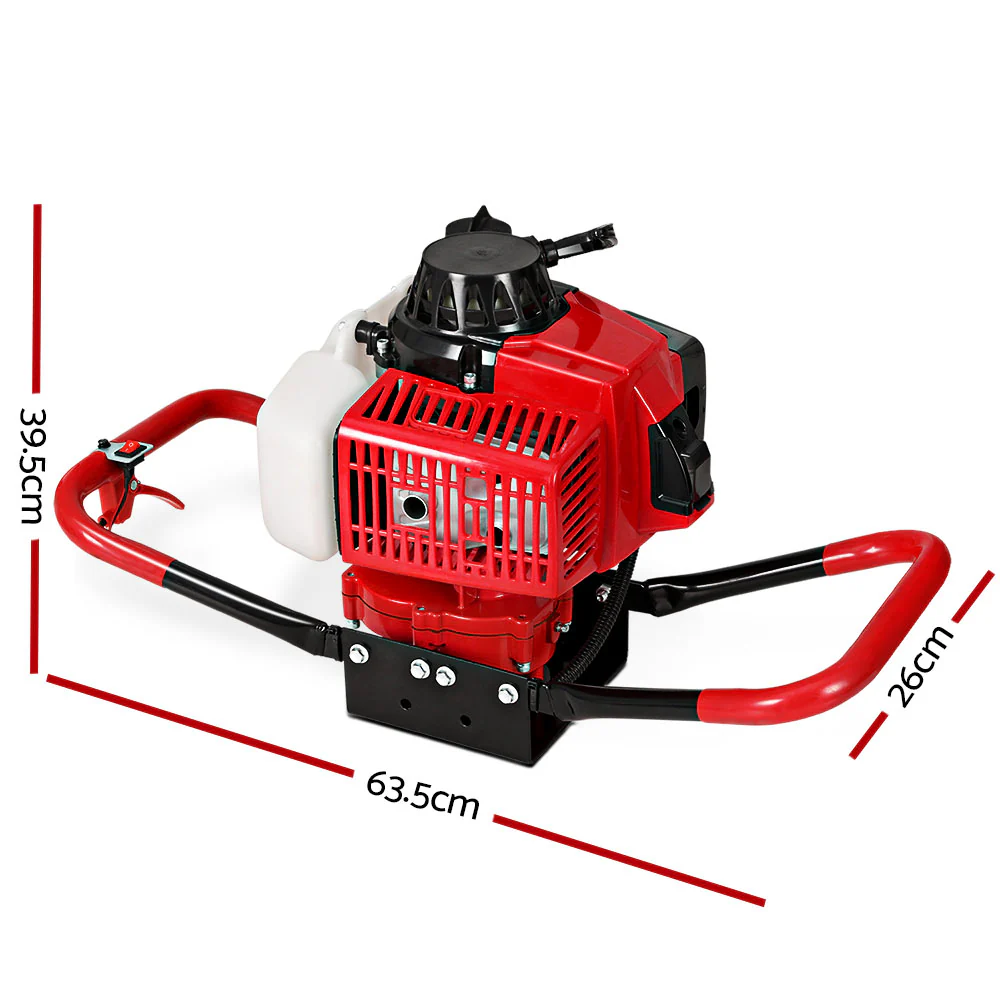 80CC Petrol Post Hole Digger Motor Only Engine Red - Nurns