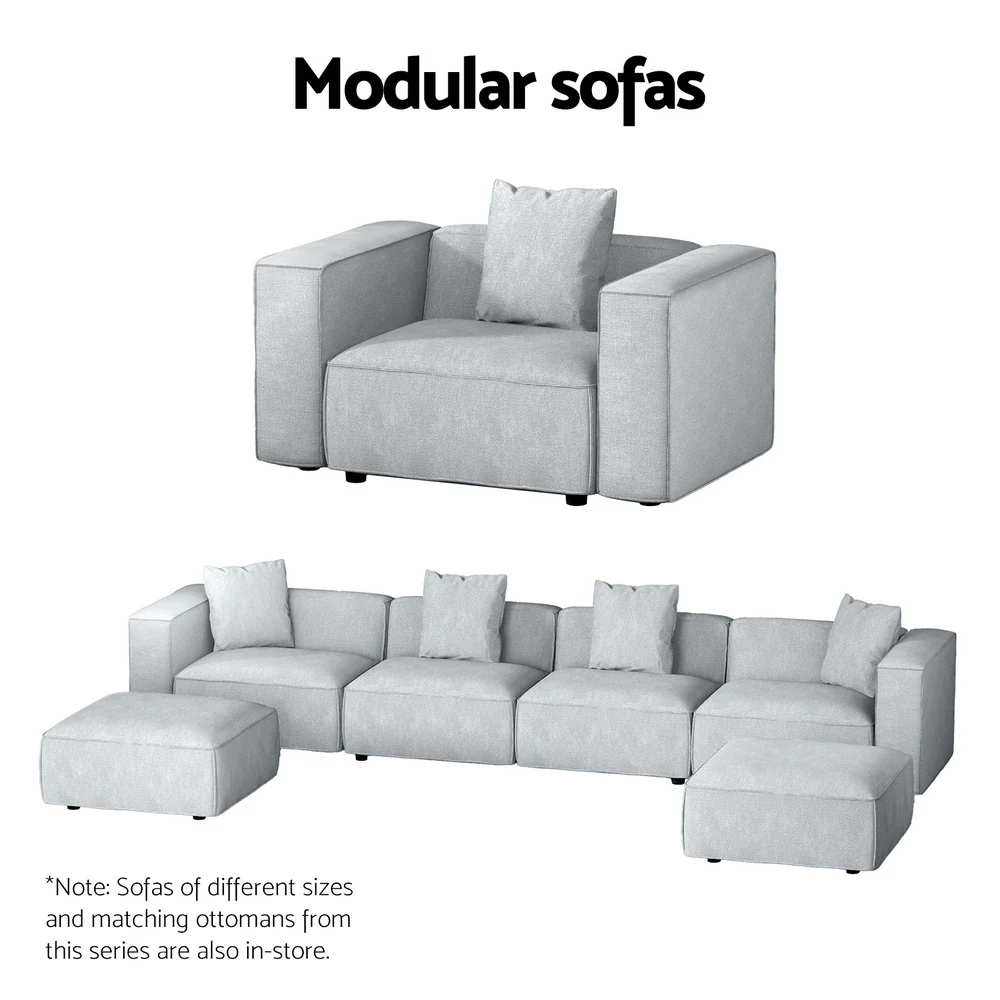 Mckenzie 3-Seater Modular Sofa Chaise Set - Grey - Nurns