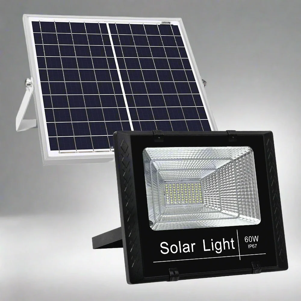 LED Solar Lights Street Flood Light Remote Outdoor Garden Security Lamp 60W - Nurns
