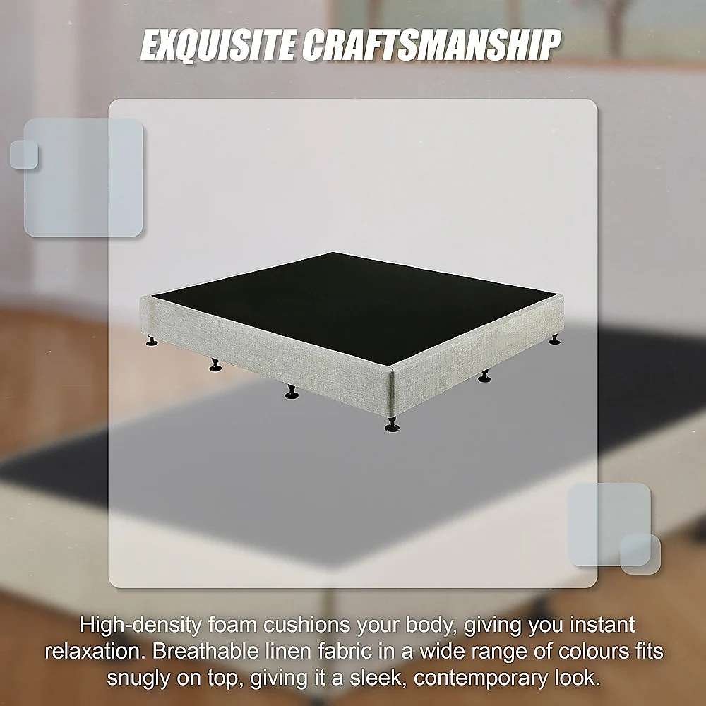 Aisha Ensemble Bed Base Linen Fabric - Light Grey King - Nurns