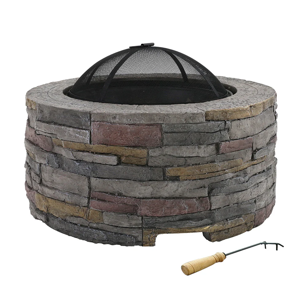 Fire Pit Outdoor Table Charcoal Fireplace Garden Firepit Heater - Nurns