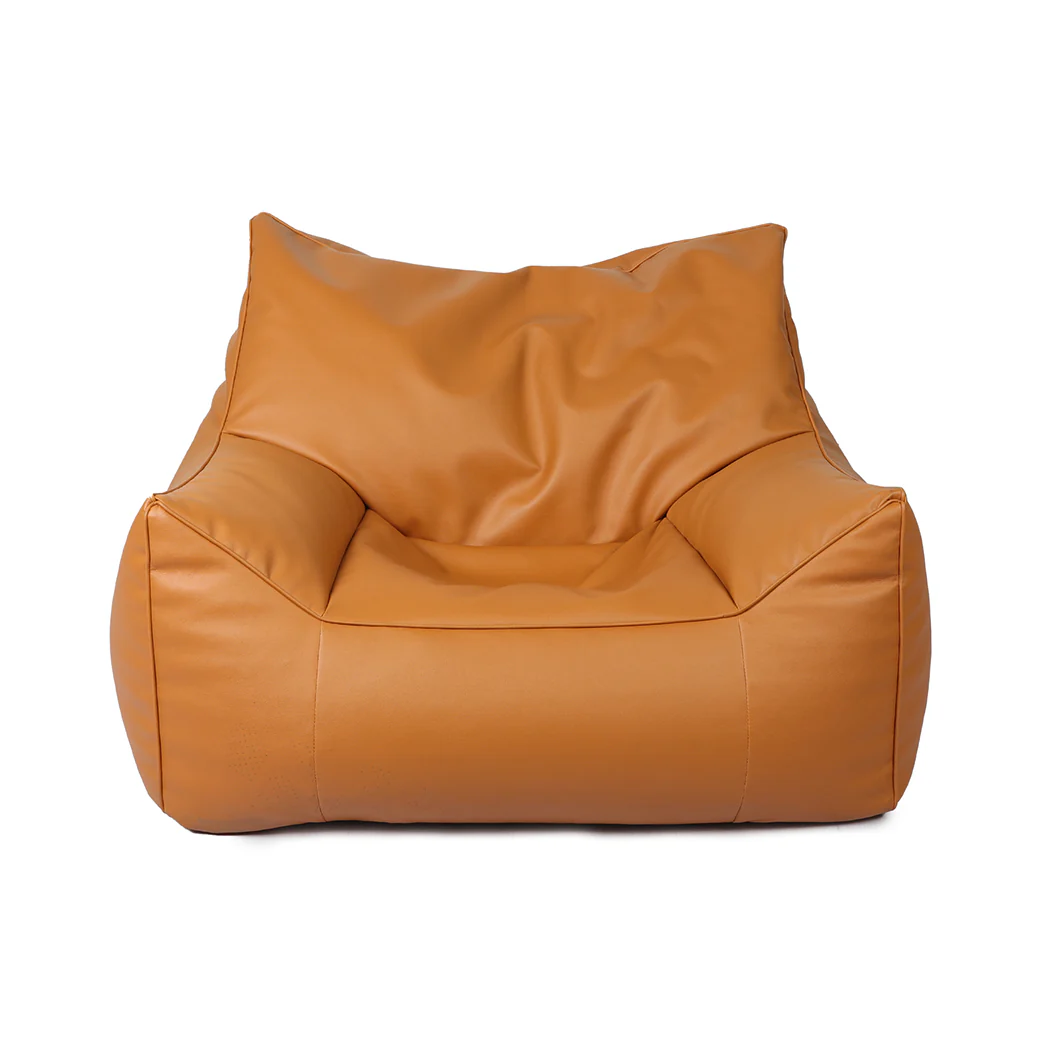 Bean Bag Chair Square Cover PU Indoor Home Game Lounger Seat Lazy Sofa Large - Brown - Nurns