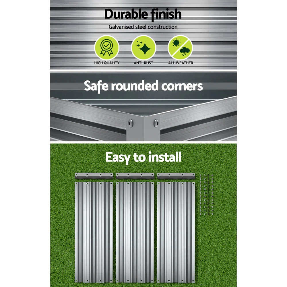 Garden Bed 86x86x30cm Planter Box Raised Container Galvanised Herb - Nurns