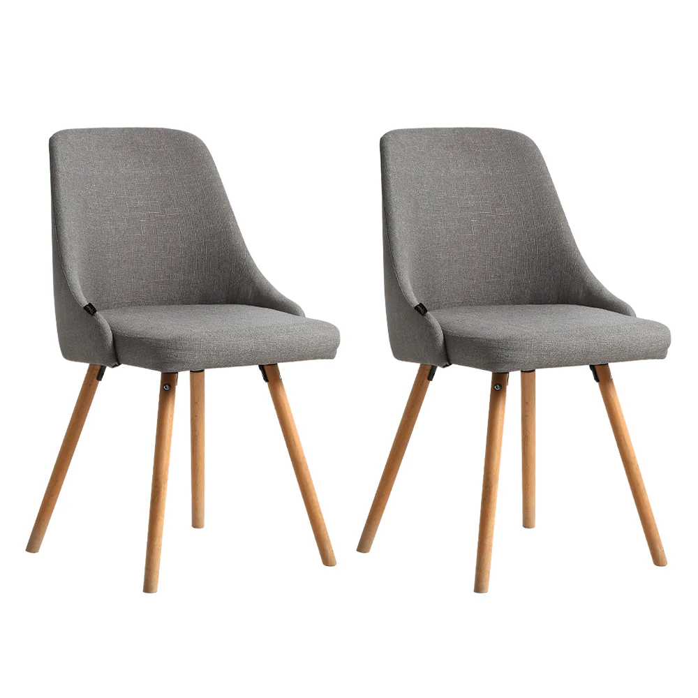 Colbie Set of 2 Replica Dining Chairs Fabric Wooden - Grey - Nurns