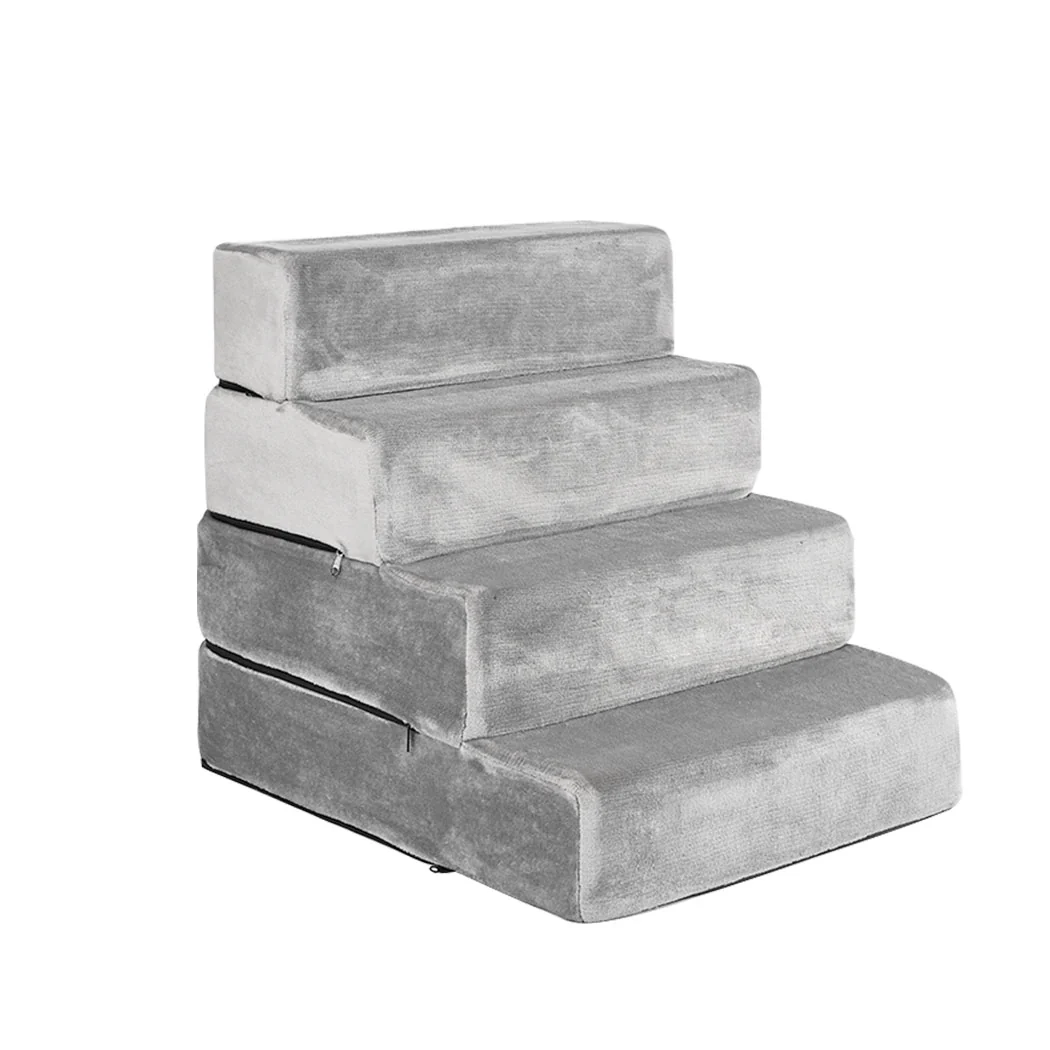 Pet Stairs 4 Steps Ramp Portable Adjustable Climbing Ladder Soft Washable Dog - Nurns