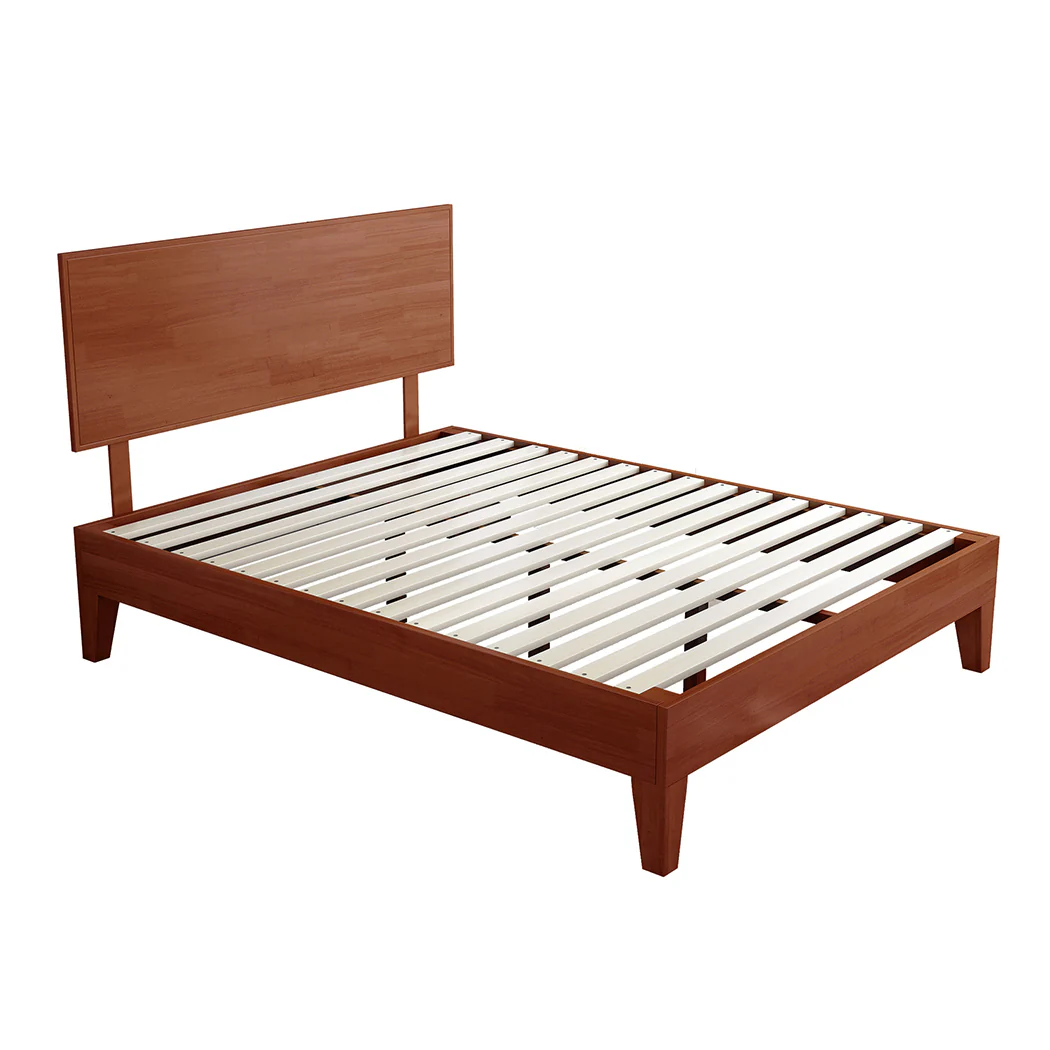 Naomi Rubberwood Bed Frame - Walnut Double - Nurns