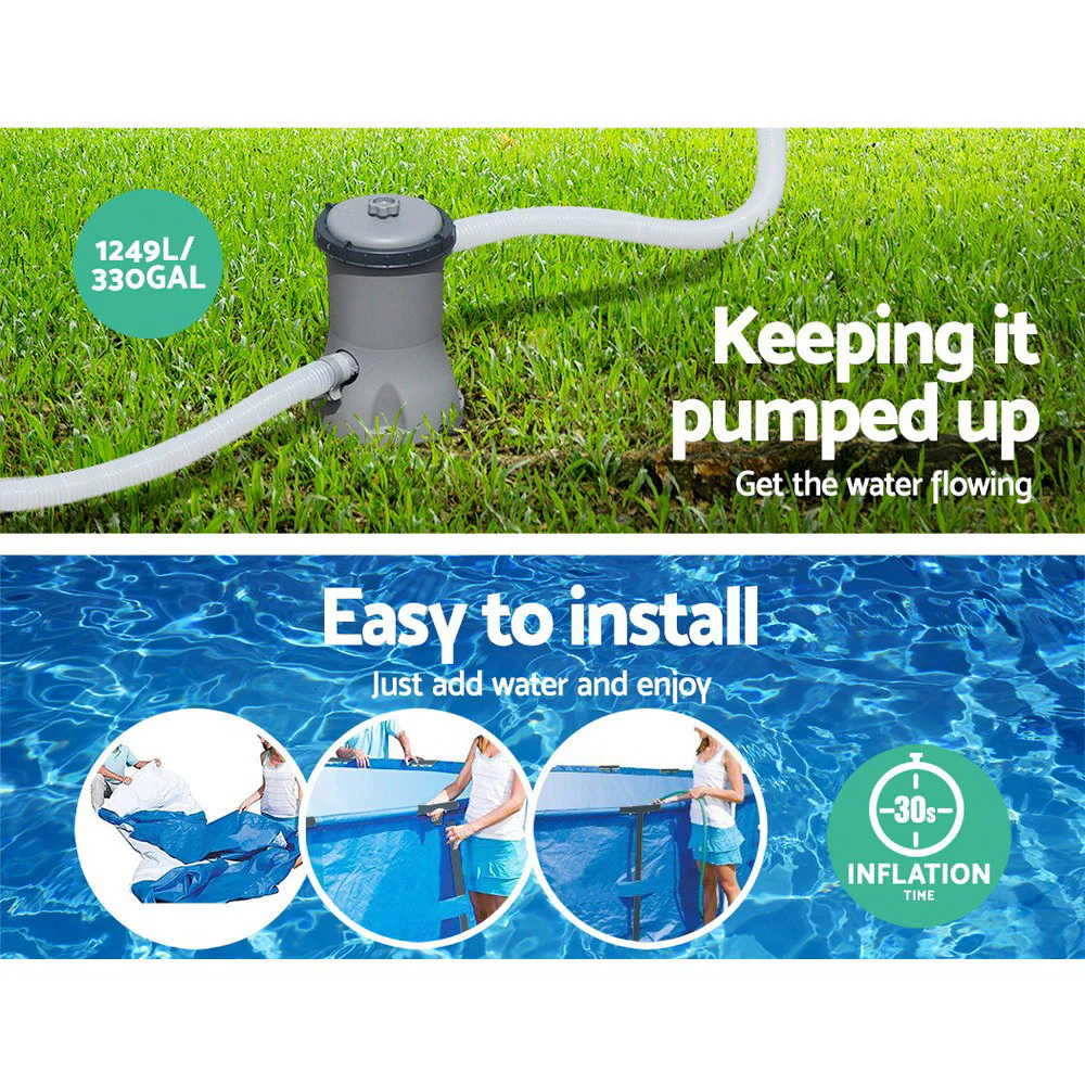 Bestway Swimming Pool 366x76cm Steel Frame Round Above Ground Pools 6473L with Filter Pump - Nurns