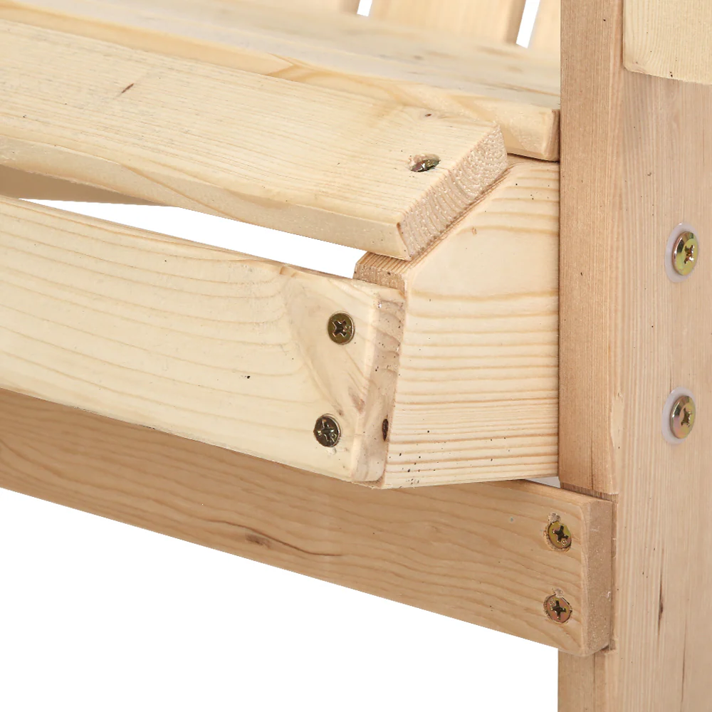 Adirondack Gardeon 3PC Outdoor Table and Chairs Wooden Beach Chair Natural - Nurns