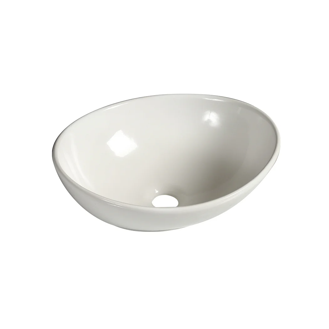 Round Ceramic Basin Bathroom Wash Counter Top Hand Wash Bowl Sink Vanity Above Basins - Nurns