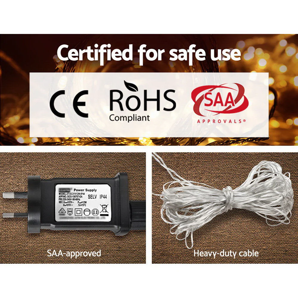 6X3M Christmas Lights Curtain Light 600 LED - Warm White - Nurns