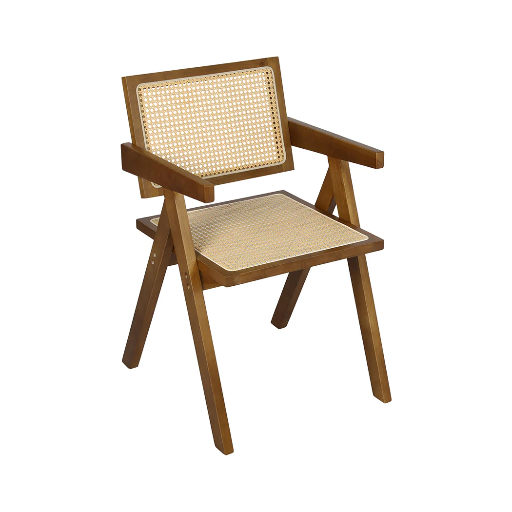 Elowen Wicker Armchair Dining Chair - Walnut - Nurns