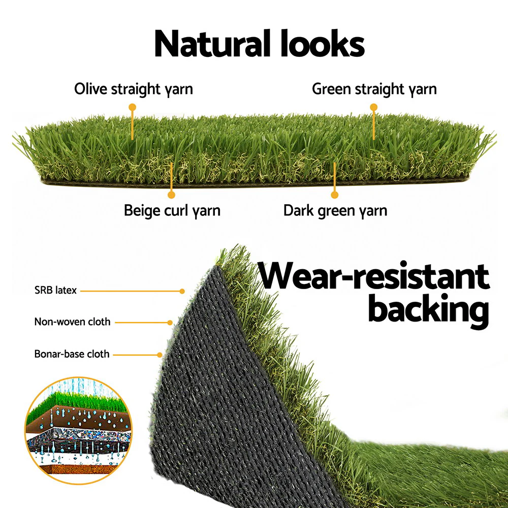 Primeturf Artificial Grass 45mm 2mx5m Synthetic Fake Lawn Turf Plastic Plant 4-coloured - Nurns