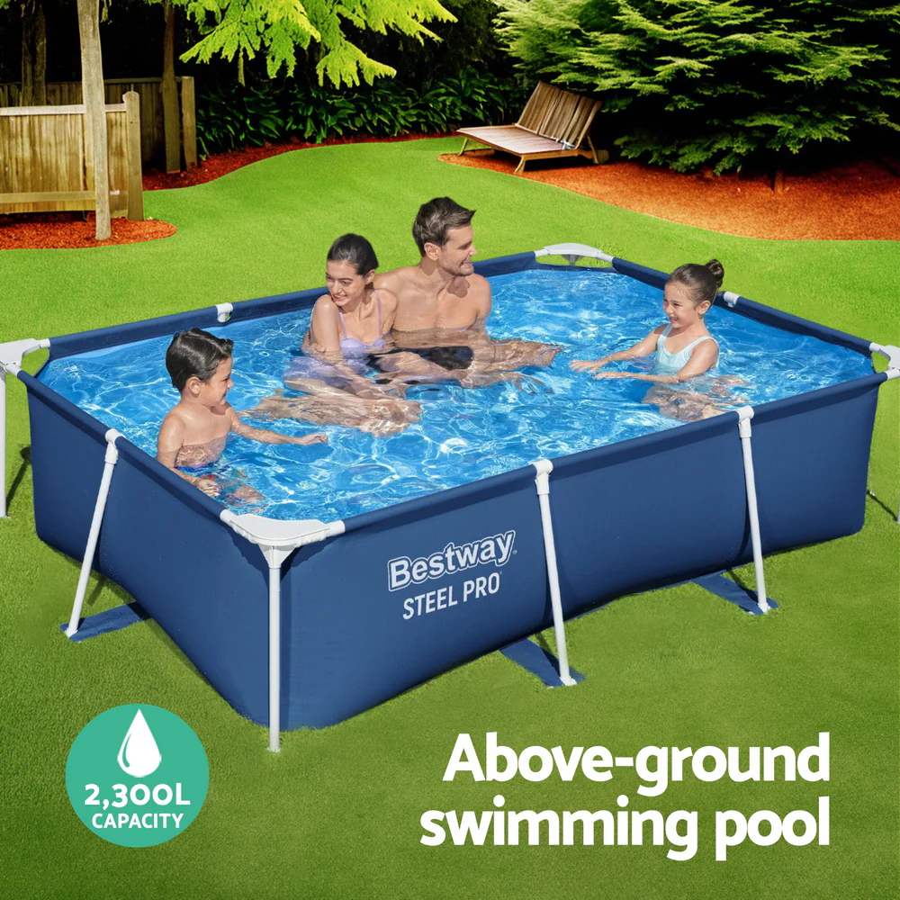 Bestway Swimming Pool 259x170x61cm Steel Frame Above Ground Pools 2300L - Nurns