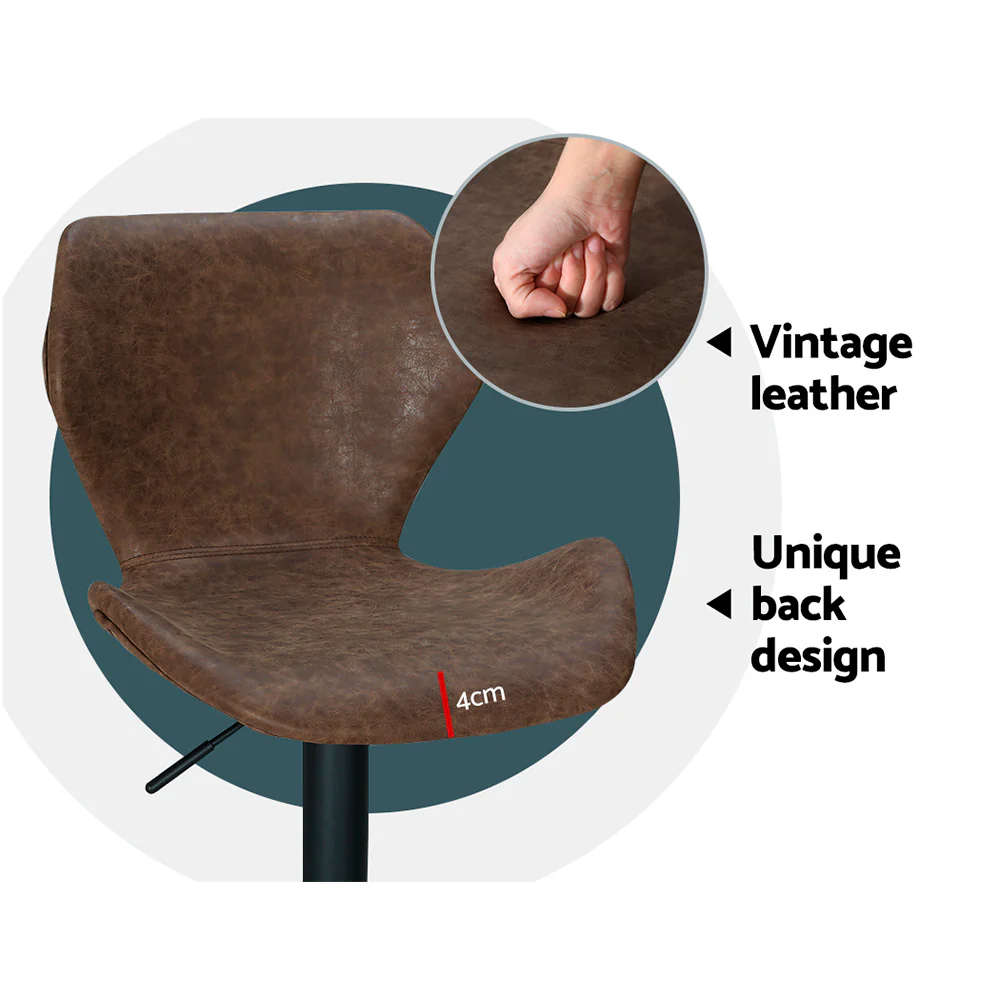 Set of 2 Swansea Bar Stools Kitchen Stool Chairs Metal Barstool Swivel - Brown - Nurns