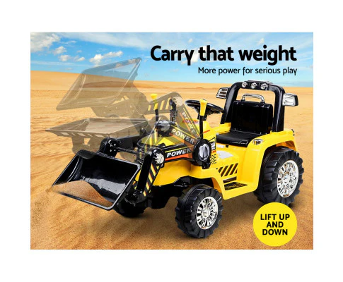 Kids Ride On Bulldozer Digger Electric Car - Yellow - Nurns