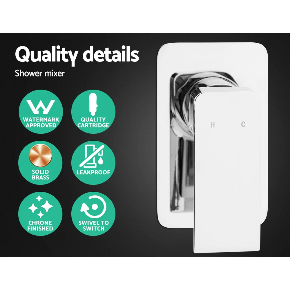 8'' Rain Shower Head Set Handheld Square High Pressure Mixer Tap - Chrome - Nurns