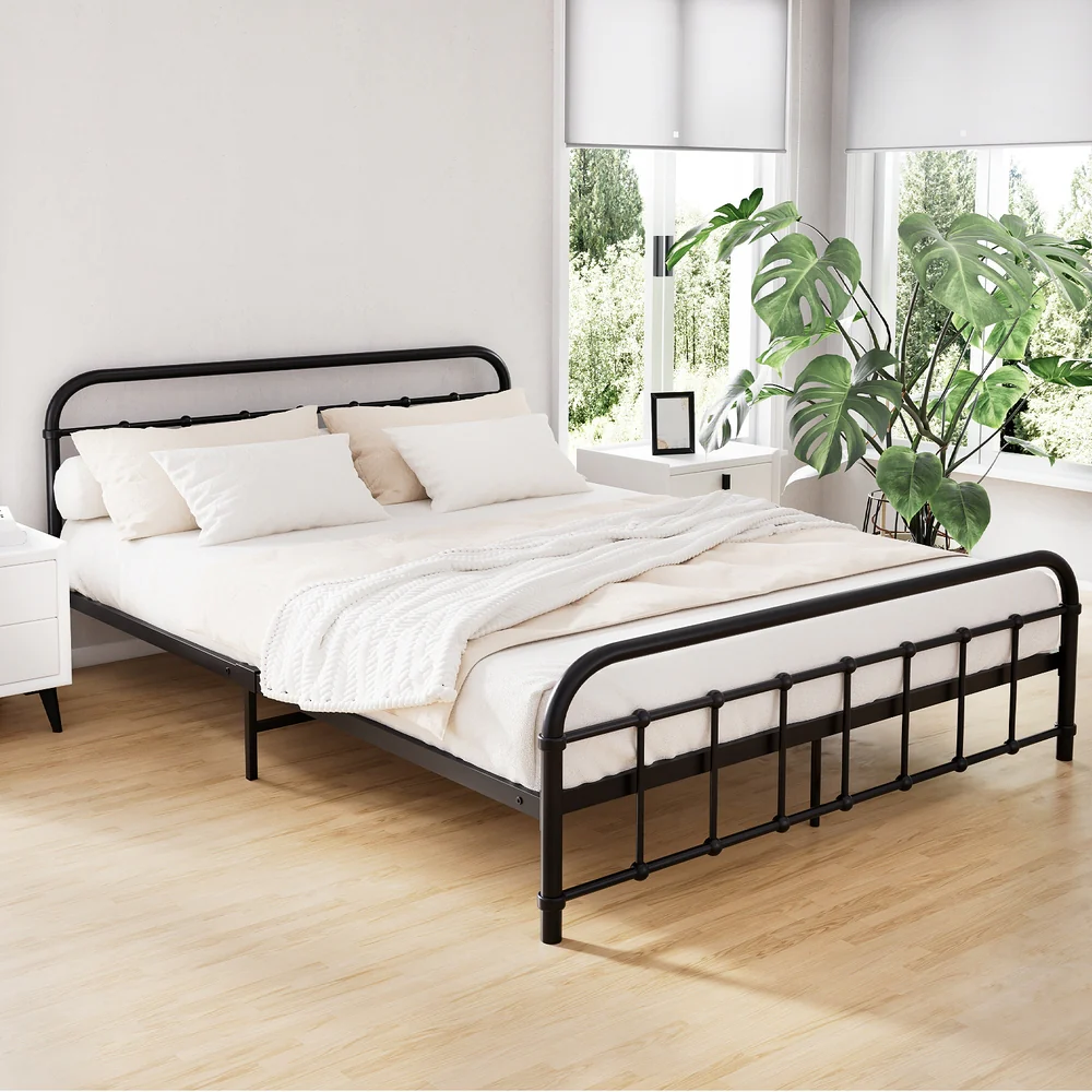 Kyoto Black Metal Bed Frame - Queen - Nurns