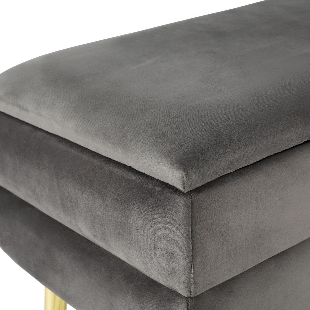 Ottoman Storage Foot Stool Velvet - Grey - Nurns