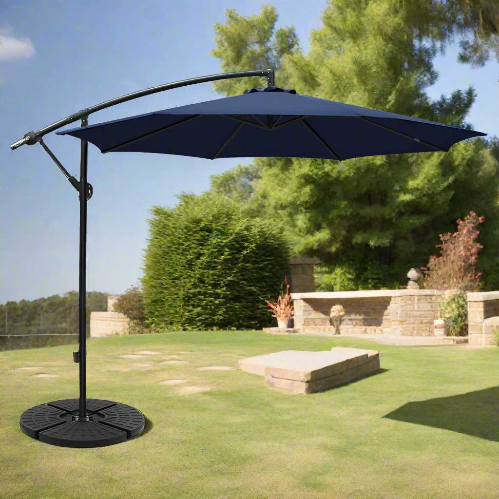 Instahut 3m Outdoor Umbrella w/Base Cantilever Beach Garden Patio Navy - Nurns