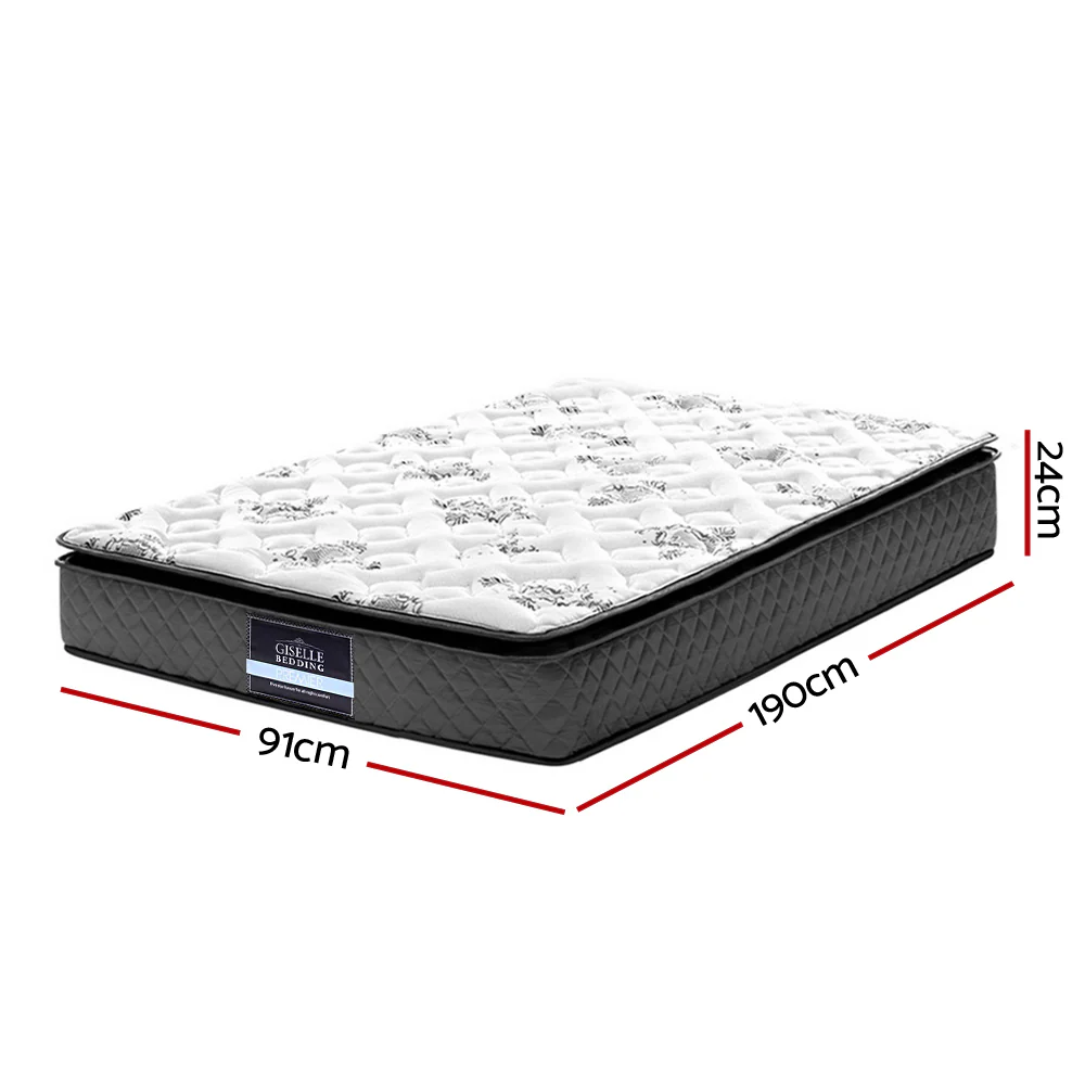 Zaire 24cm Thick Pillow Top Spring Mattress - Single - Nurns