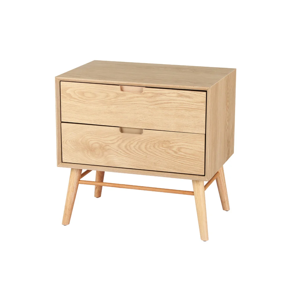 Dauphin Wooden Bedside Tables Side End Table Nightstand Legs Bedroom Storage with 2 Drawers - Wood - Nurns
