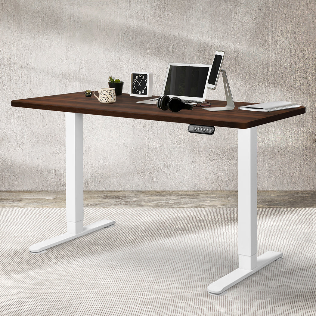 Levede Motorised Standing Desk Adjustable 140cm Walnut 1000x 1mm - Nurns