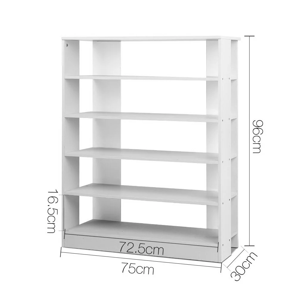 Artiss Shoe Rack Cabinet 30 Pairs 6-Tier Shelf White - Nurns