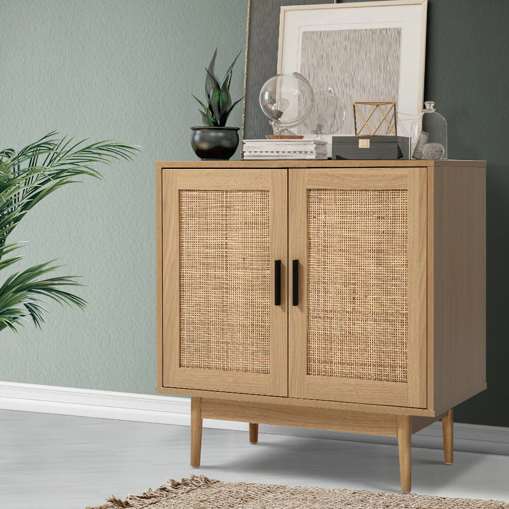 Rowan Rattan Buffet Sideboard 2 Doors - Oak - Nurns