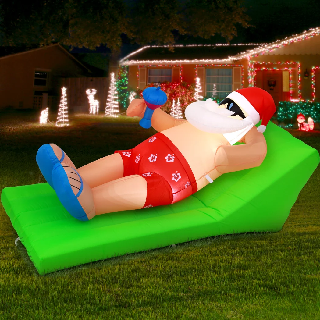Santa Bench Christmas Inflatable LED Illuminated Xmas Decorations - 1.8M - Nurns