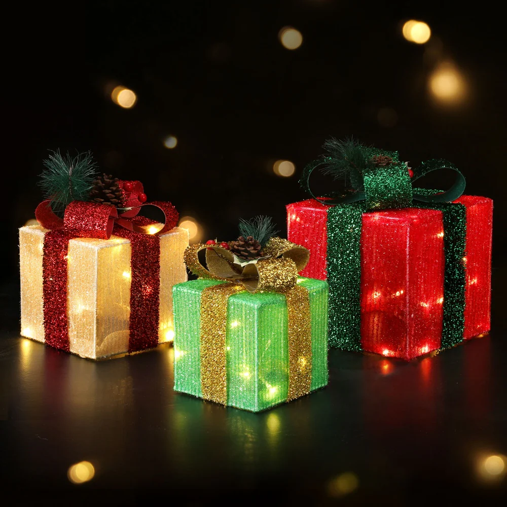 Set of 3 Christmas Lights 60 LED Fairy Light Gift Box - Nurns