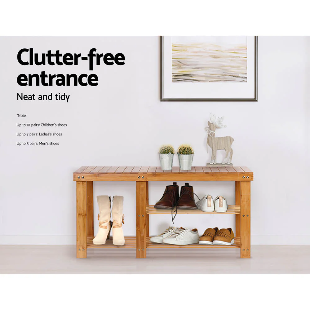 Artiss Bamboo Shoe Rack Bench - Nurns