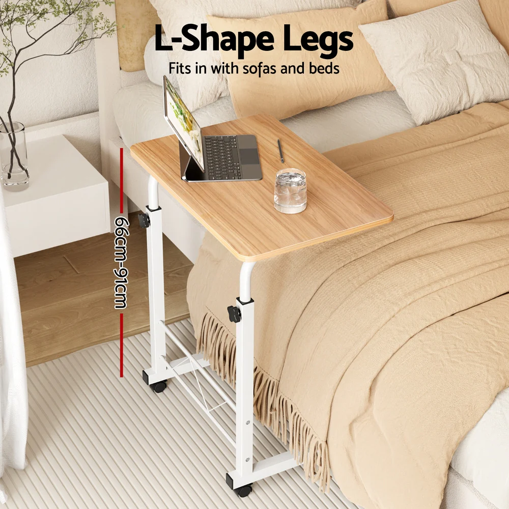 Artiss Laptop Desk Table Adjustable 60cm Light Wood - Nurns