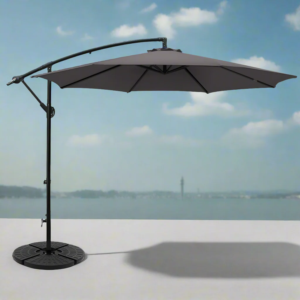 Instahut 3m Outdoor Umbrella w/Base Cantilever Beach Garden Patio Charcoal - Nurns