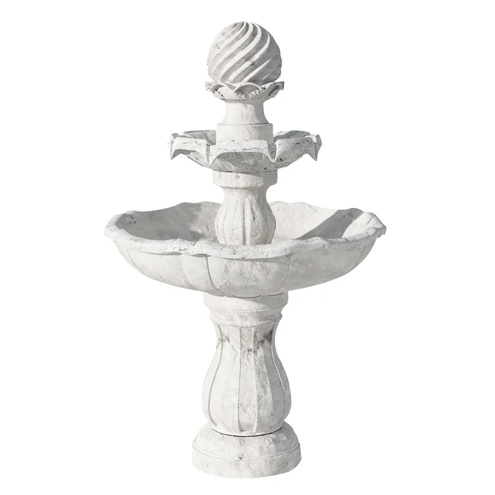 Solar Water Feature 3-Tier Fountain with Pump Kit Bird Bath 93cm - Ivory - Nurns