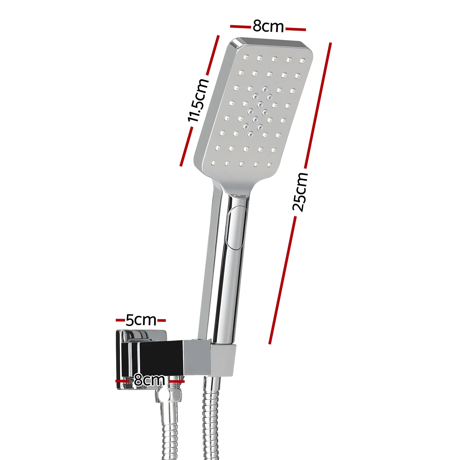 Handheld Shower Head Holder 3.1'' High Pressure - Silver - Nurns