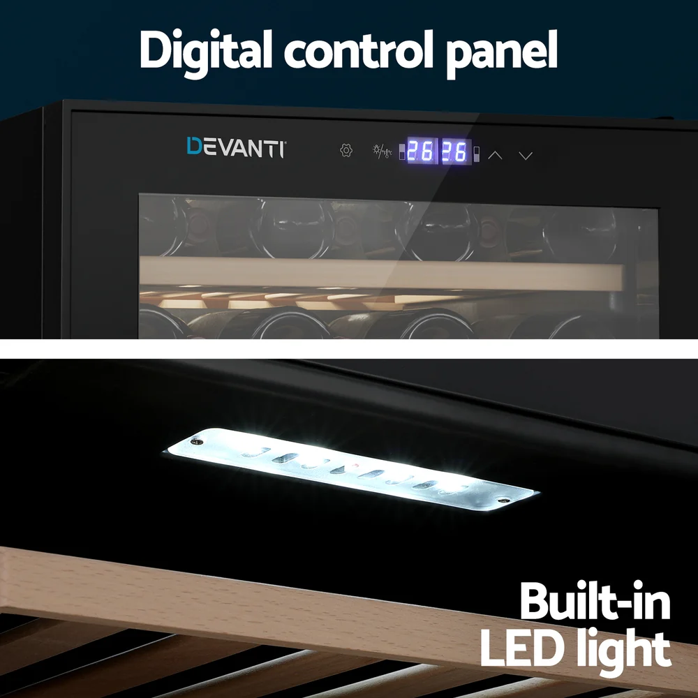 Devanti Wine Fridge Cooler Compressor Dual Zone 80 Bottles - Nurns