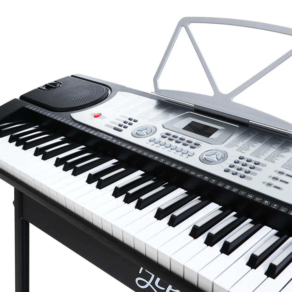 Alpha 61 Keys Electronic Piano Keyboard Digital Electric w/ Stand Beginner Silver - Nurns