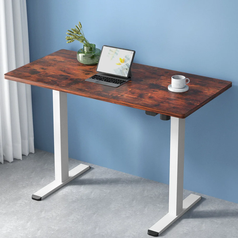 Artiss Standing Desk Motorised Sit Stand Desks Rustic Brown 120cm - Nurns