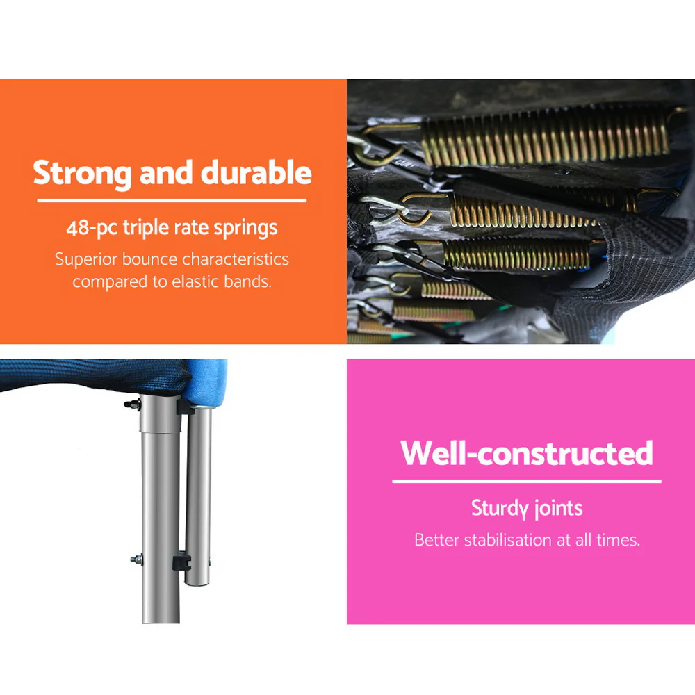 Everfit Trampoline for Kids 8FT with Ladder Enclosure Safety Net Pad Gift Round - Nurns