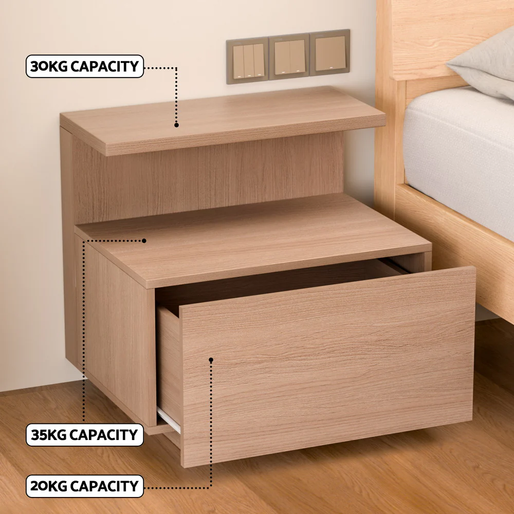 Manitoba Wooden Bedside Tables with 1 Drawer - Pine - Nurns